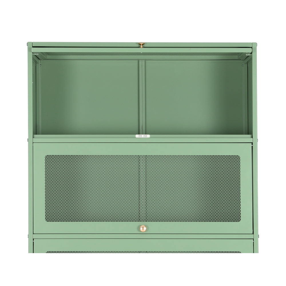 MarlookIn Buffet Sideboard Cupboard Cabinet Storage Mesh Doors Metal Green ELIA