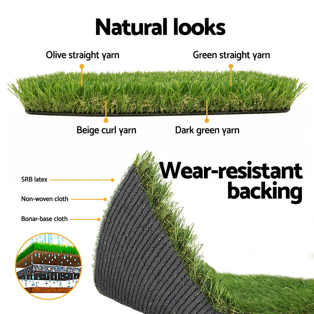 Marlook Artificial Grass 35mm 2mx5m Synthetic Fake Lawn Turf Plastic Plant 4-coloured