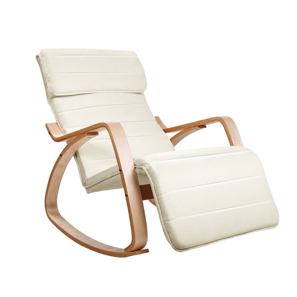 Marlook Rocking Armchair Bentwood Frame With Footrest Beige Afton