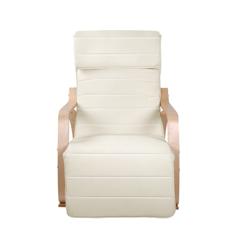 Marlook Rocking Armchair Bentwood Frame With Footrest Beige Afton