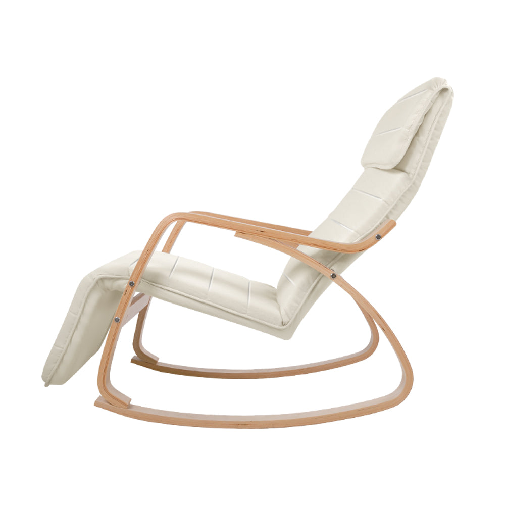 Marlook Rocking Armchair Bentwood Frame With Footrest Beige Afton