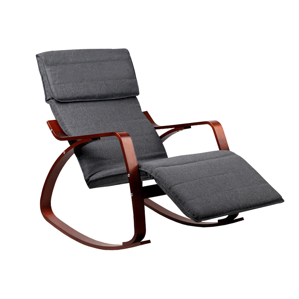 Marlook Rocking Armchair Bentwood Frame With Footrest Charcoal Afton