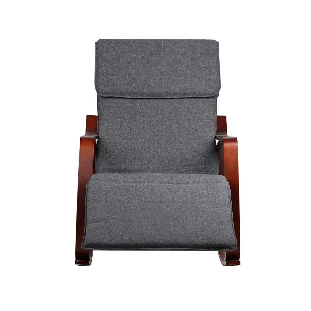 Marlook Rocking Armchair Bentwood Frame With Footrest Charcoal Afton