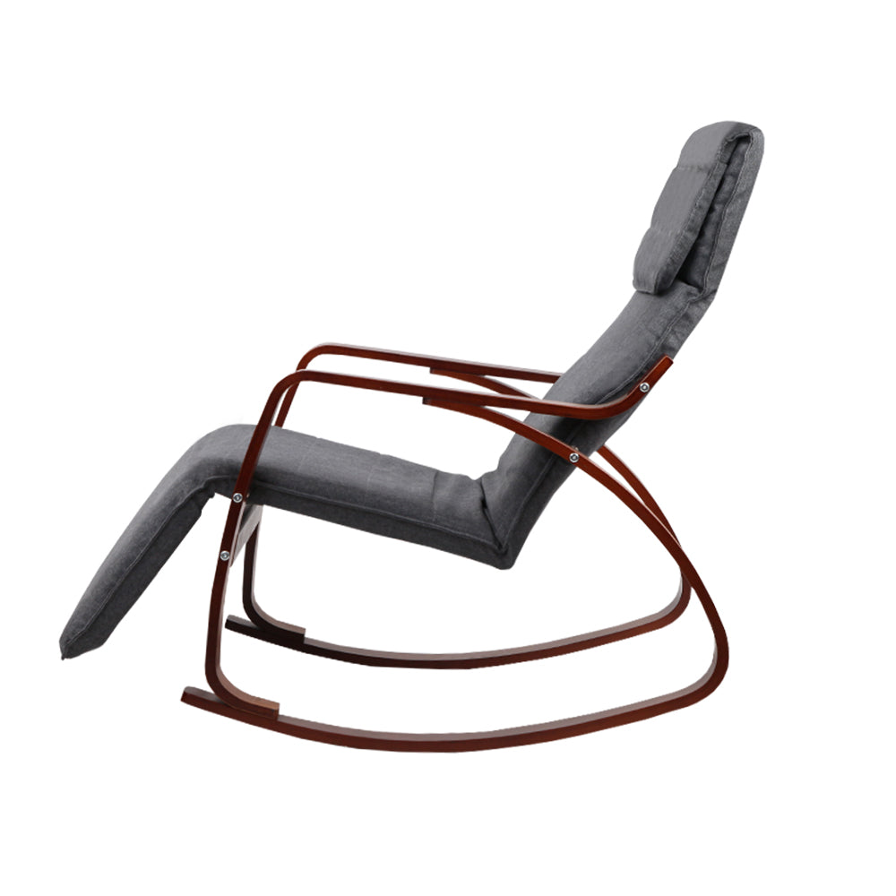 Marlook Rocking Armchair Bentwood Frame With Footrest Charcoal Afton