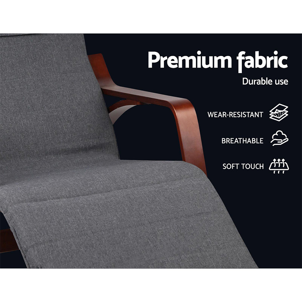 Marlook Rocking Armchair Bentwood Frame With Footrest Charcoal Afton