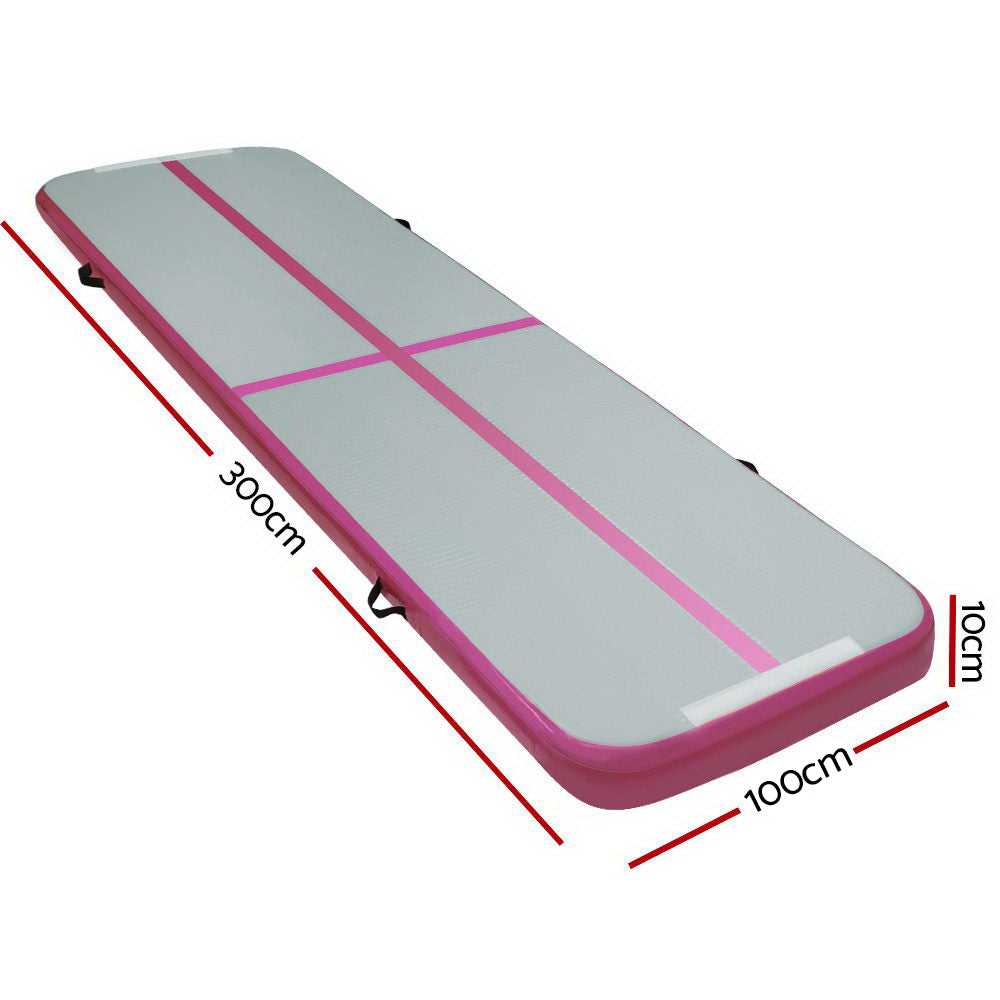 Marlook 3m x 1m Air Track Mat Gymnastic Tumbling Pink and Grey