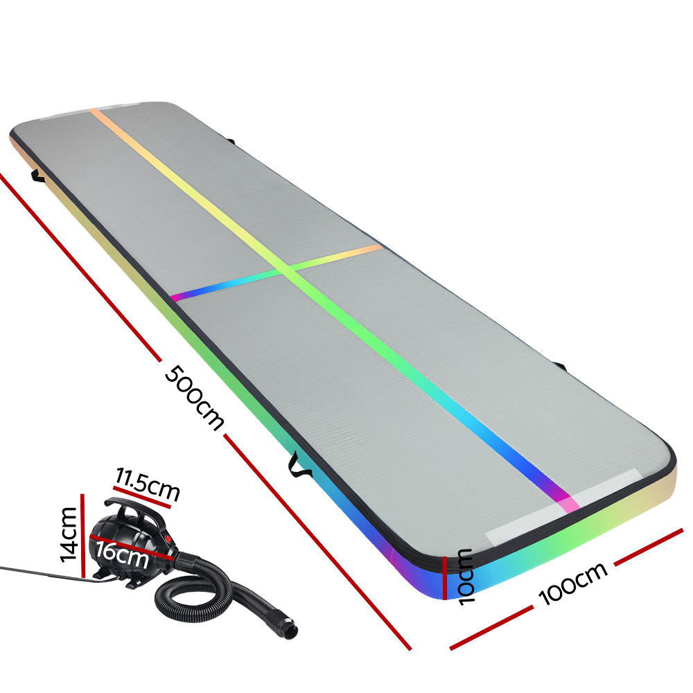 Marlook 5M Air Track Gymnastics Tumbling Exercise Mat W/ Pump Inflatable Colour