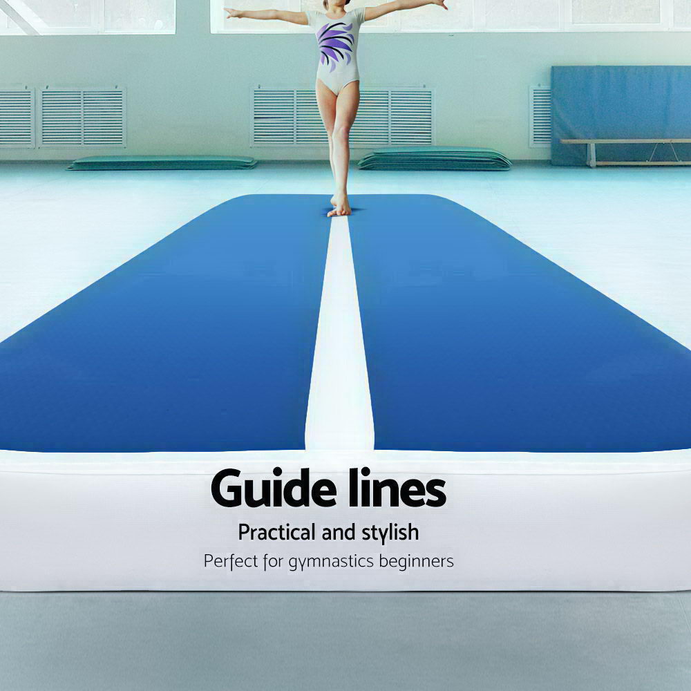 Marlook 6X1M Inflatable Air Track Mat 20CM Thick with Pump Tumbling Gymnastics Blue