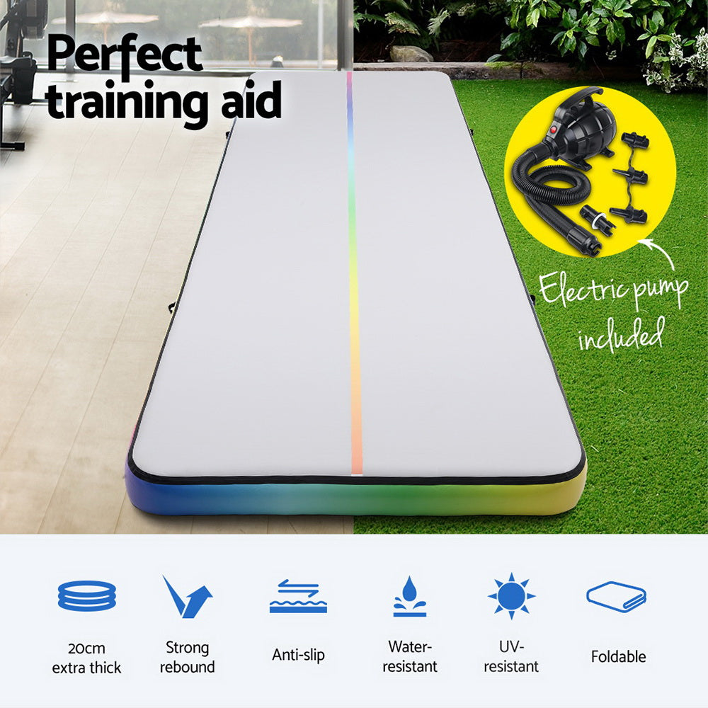 Marlook 6M Air Track Mat Inflatable Gymnastics Tumbling Mat W/ Pump Colourful