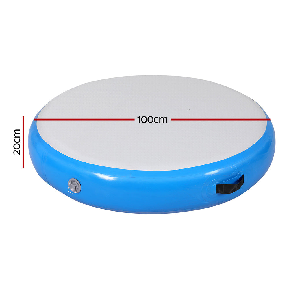 Marlook 1m Air Track Spot Inflatable Gymnastics Tumbling Mat Round Blue