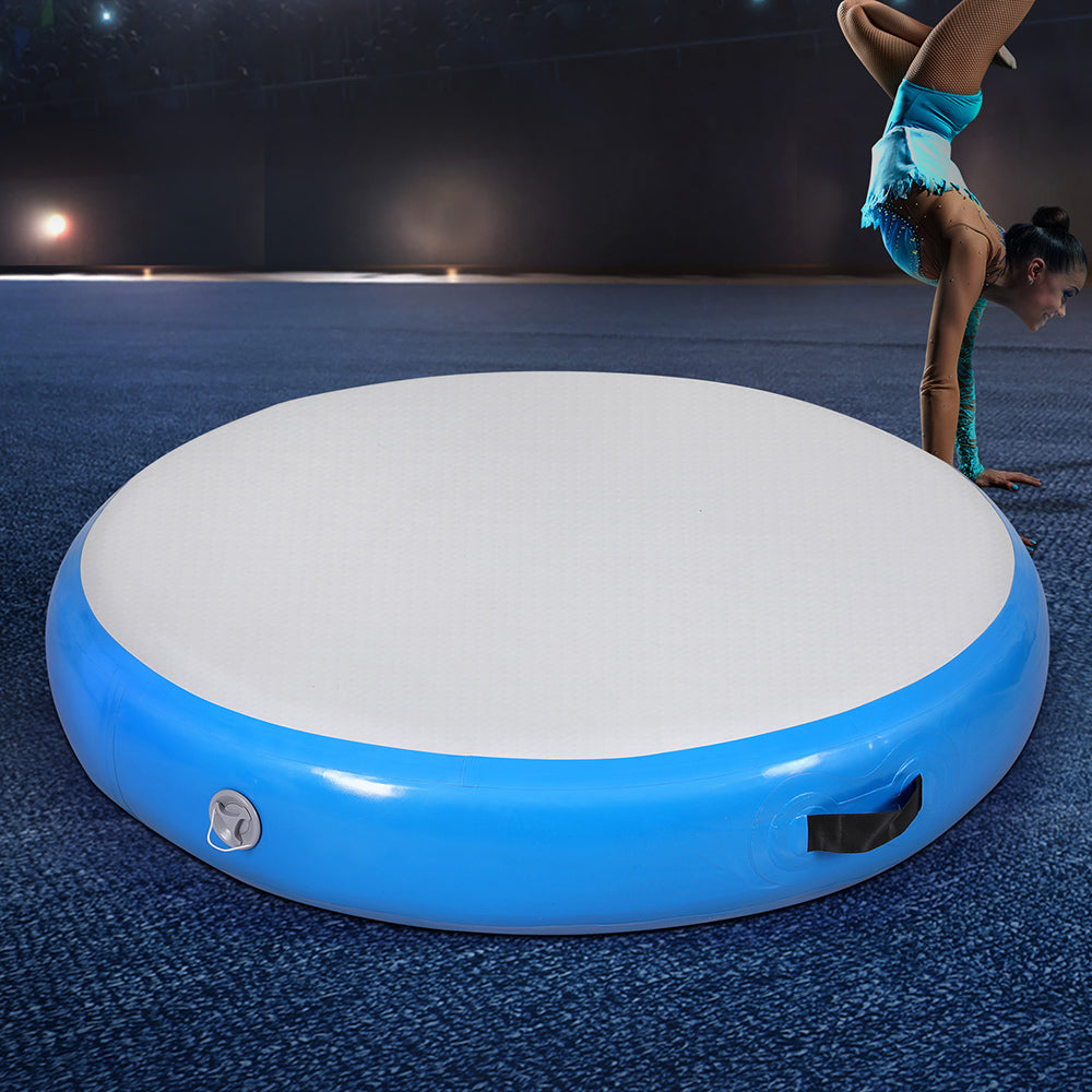 Marlook 1m Air Track Spot Inflatable Gymnastics Tumbling Mat Round Blue