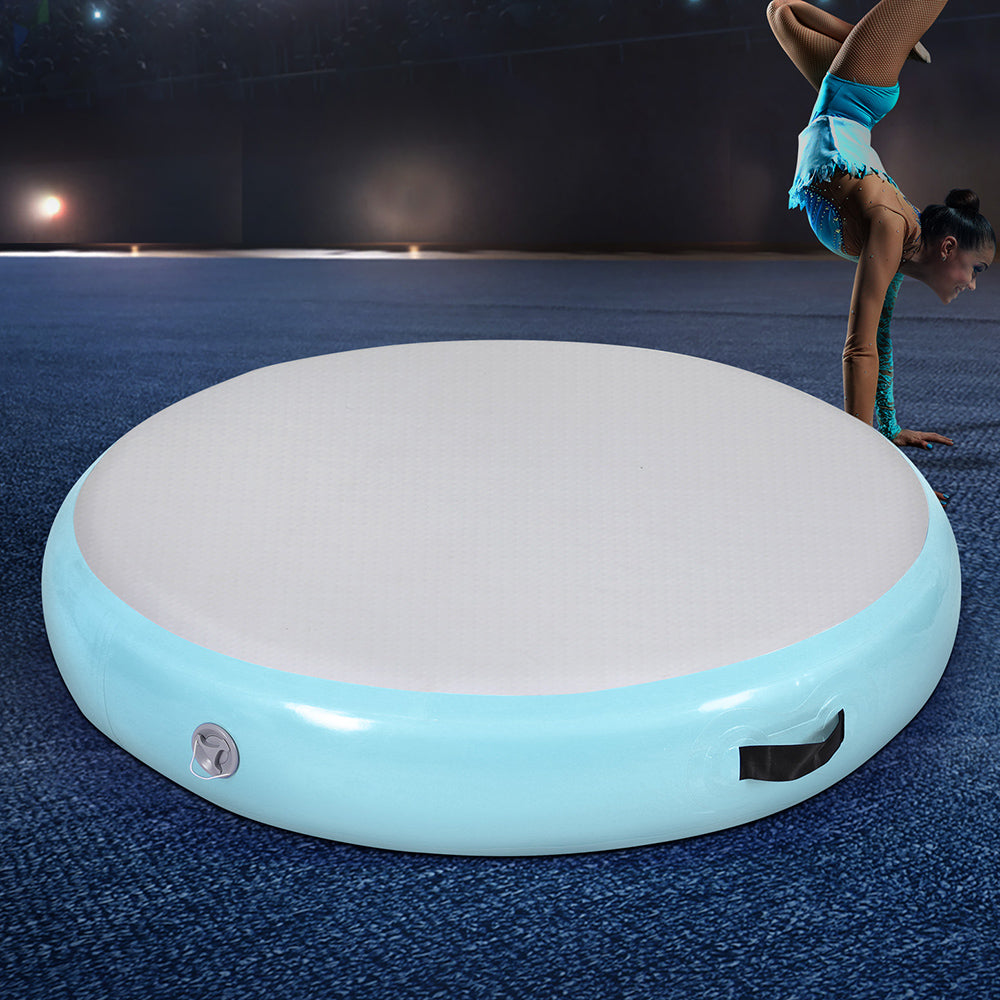 Marlook 1m Air Track Spot Inflatable Gymnastics Tumbling Mat Round Green