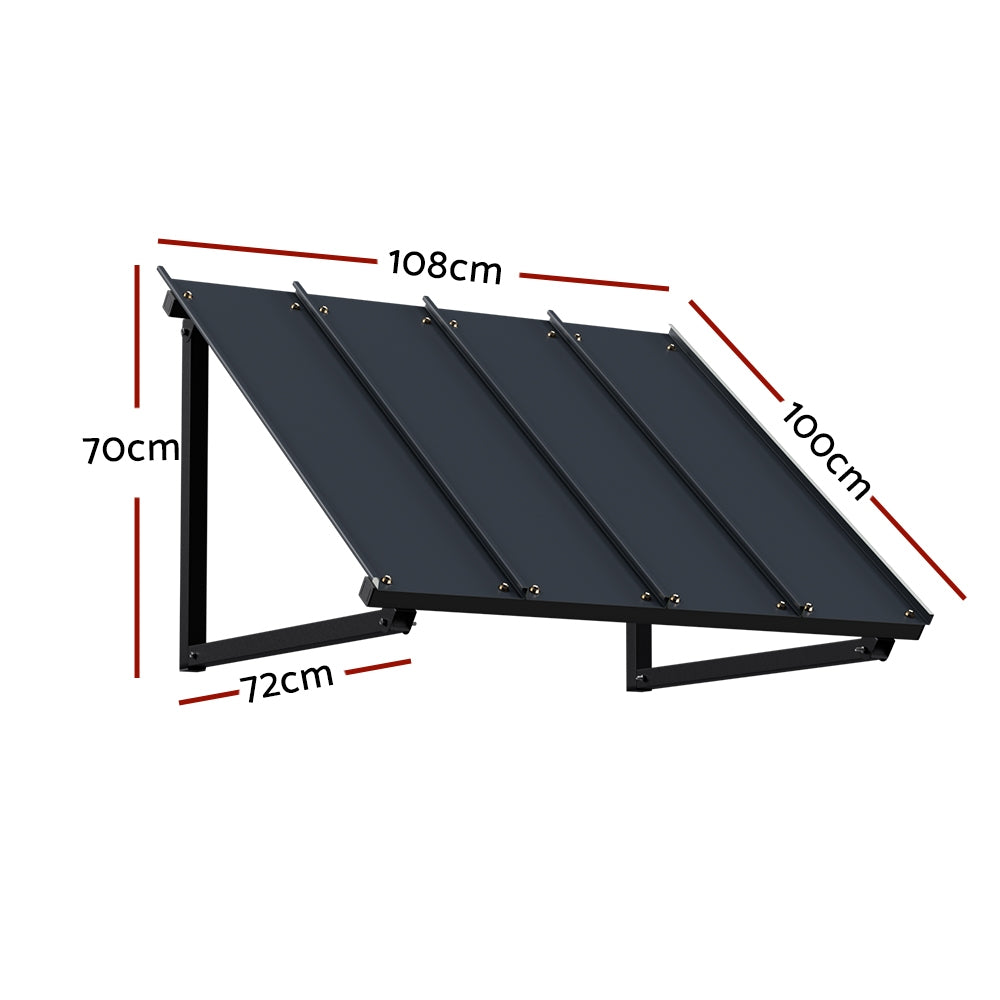 Marlook Window Door Awning Canopy 1mx1.2m Black Metal Frame