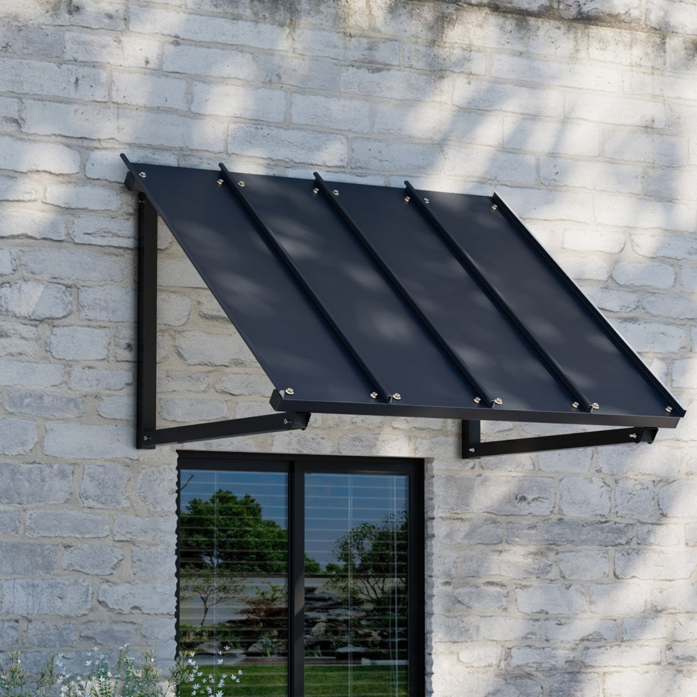 Marlook Window Door Awning Canopy 1mx1.2m Black Metal Frame