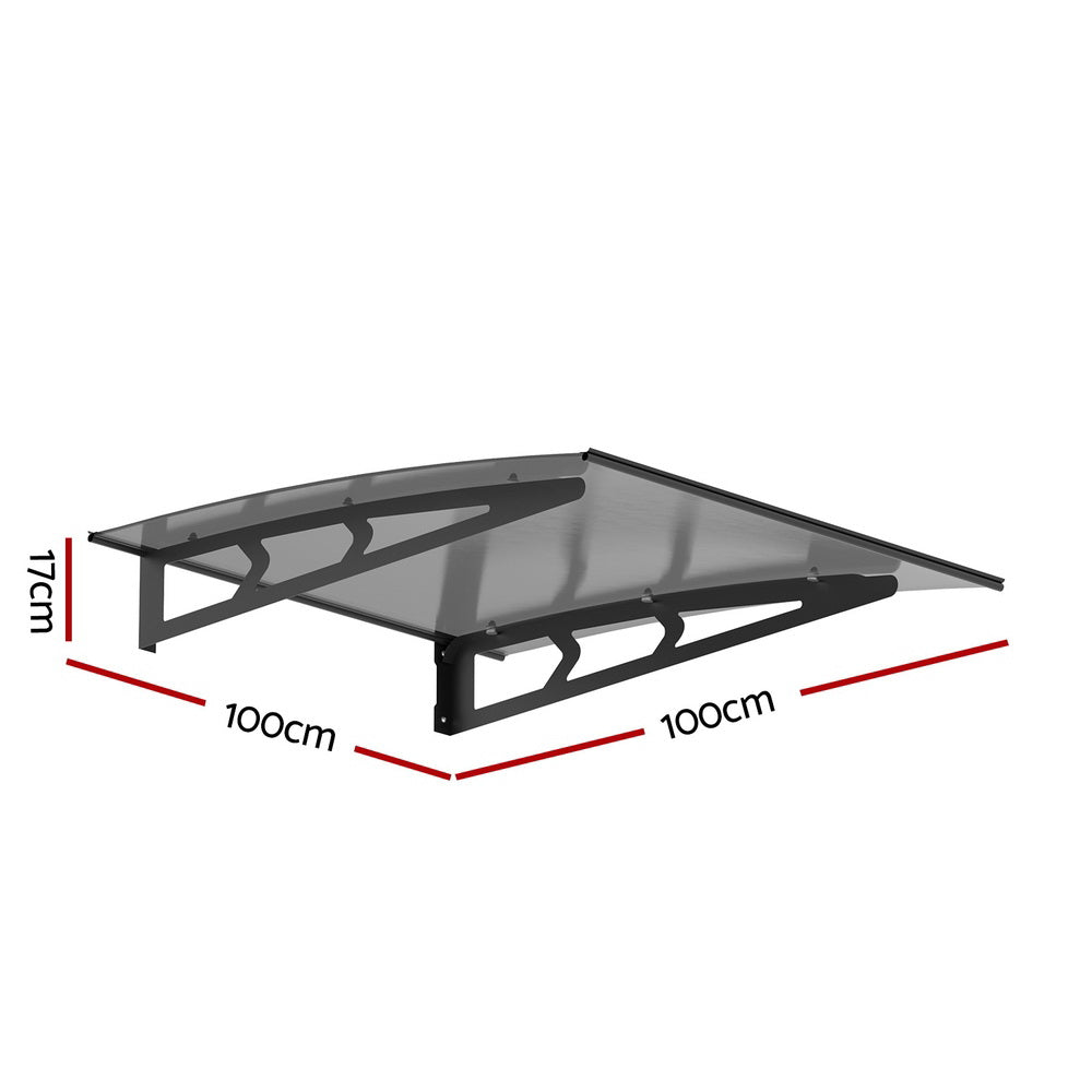 Marlook Window Door Awning Canopy 1mx1m Grey Solid Sheet Metal Frame