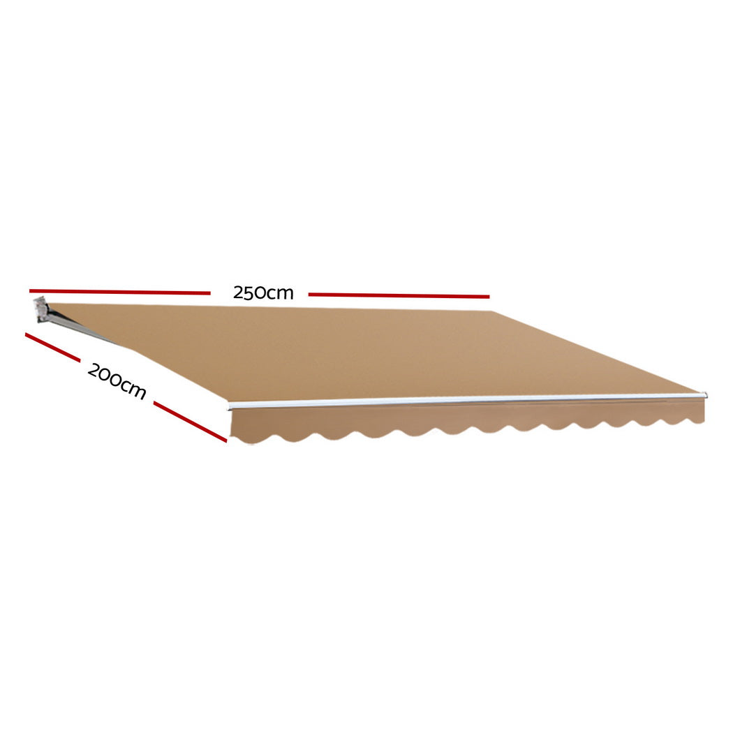Marlook Retractable Folding Arm Awning Manual Sunshade 2.5Mx2M Beige