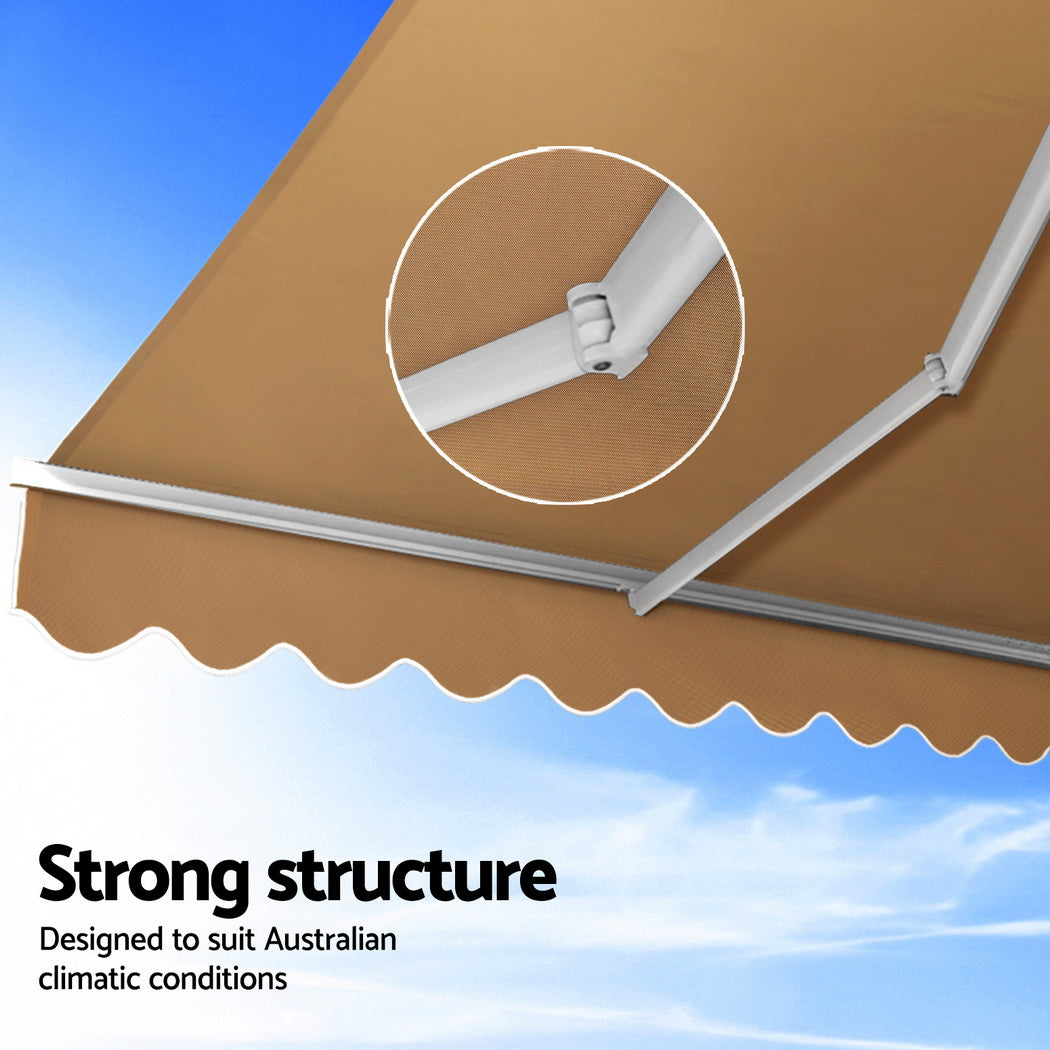 Marlook Retractable Folding Arm Awning Manual Sunshade 2.5Mx2M Beige