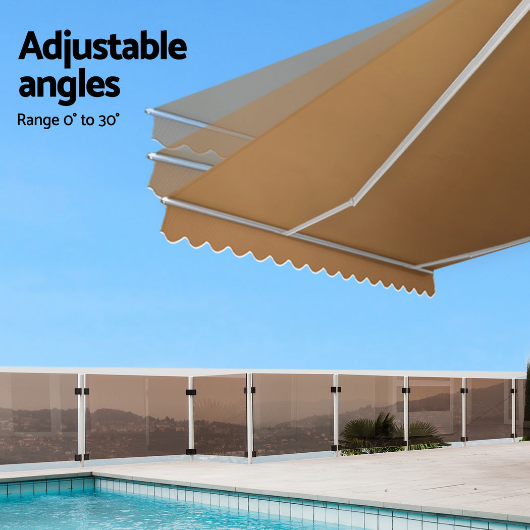 Marlook Retractable Folding Arm Awning Manual Sunshade 2.5Mx2M Beige