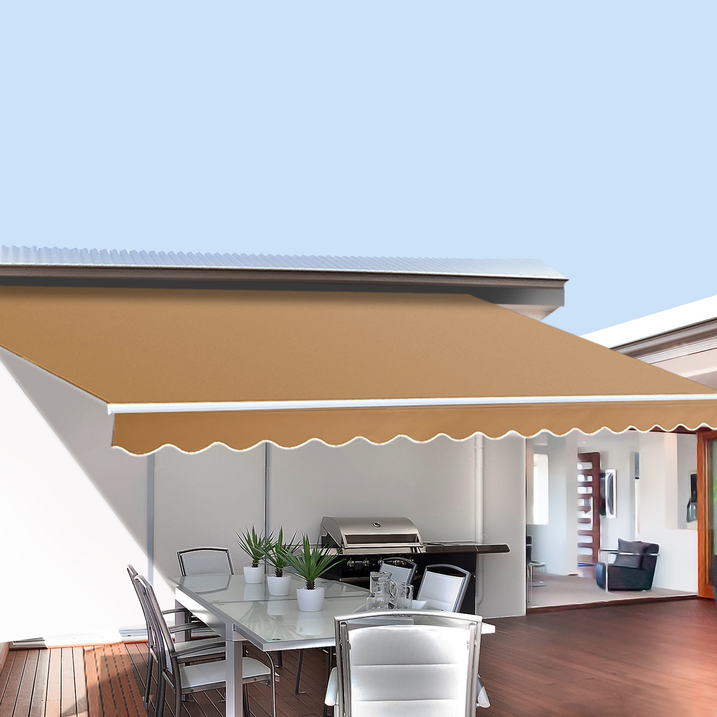 Marlook Retractable Folding Arm Awning Manual Sunshade 2.5Mx2M Beige
