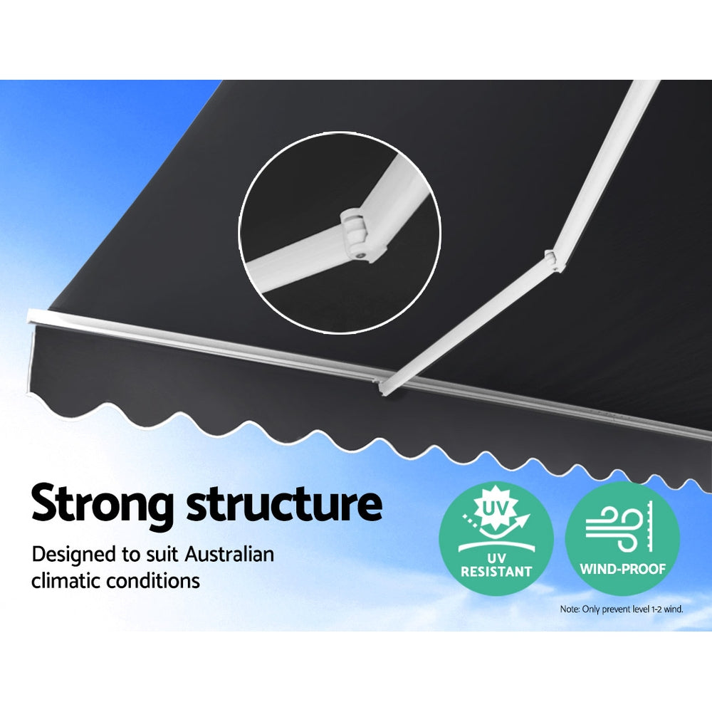 Marlook Retractable Folding Arm Awning Manual Sunshade 2.5Mx2M Grey