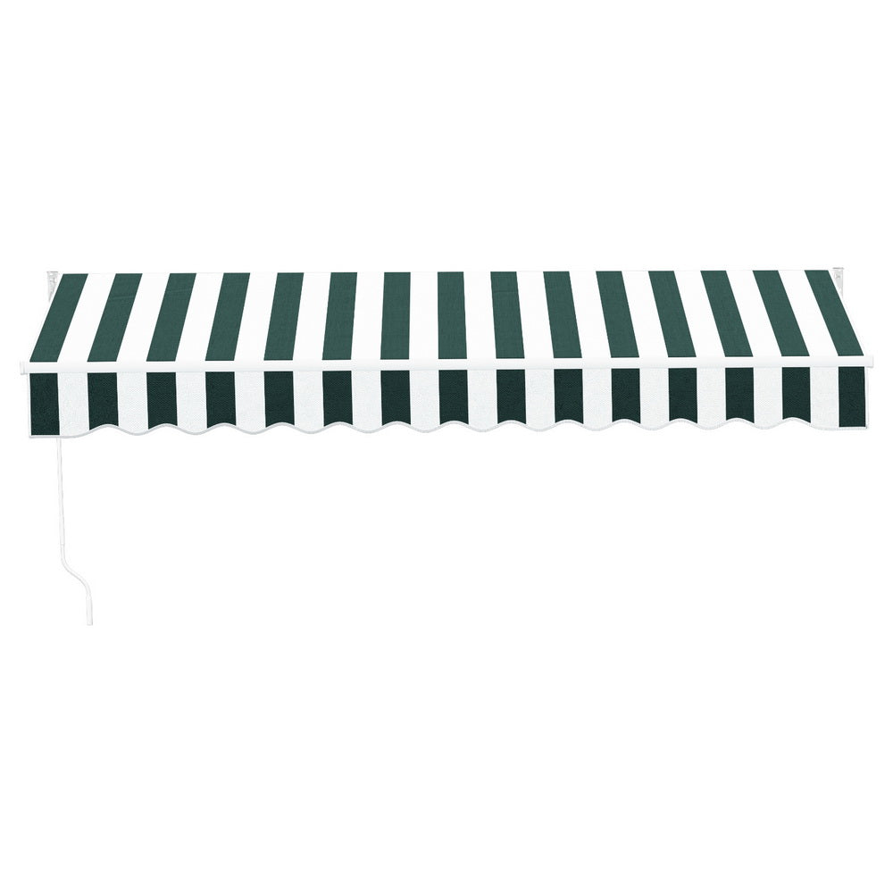 Marlook Retractable Folding Arm Awning Manual Sunshade 3Mx2.5M Green White