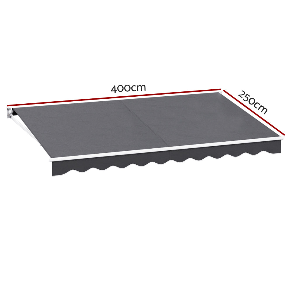 Marlook Retractable Folding Arm Awning Manual Sunshade 4Mx2.5M Grey