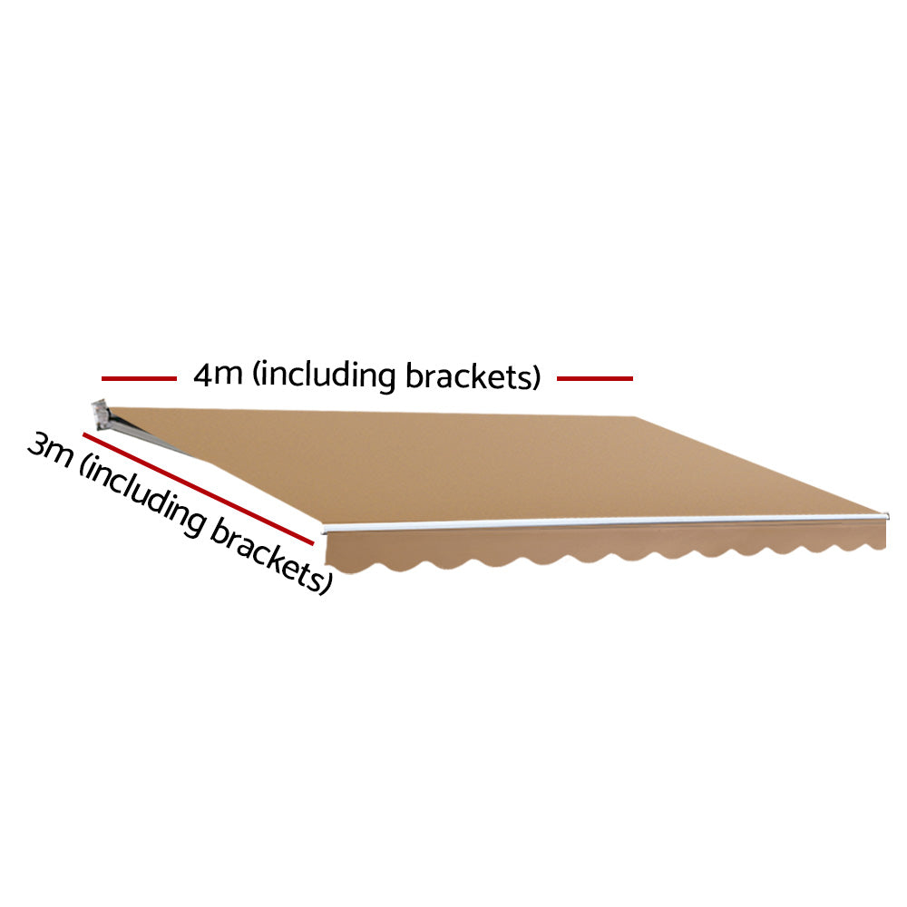 Marlook Retractable Folding Arm Awning Manual Sunshade 4Mx3M Beige