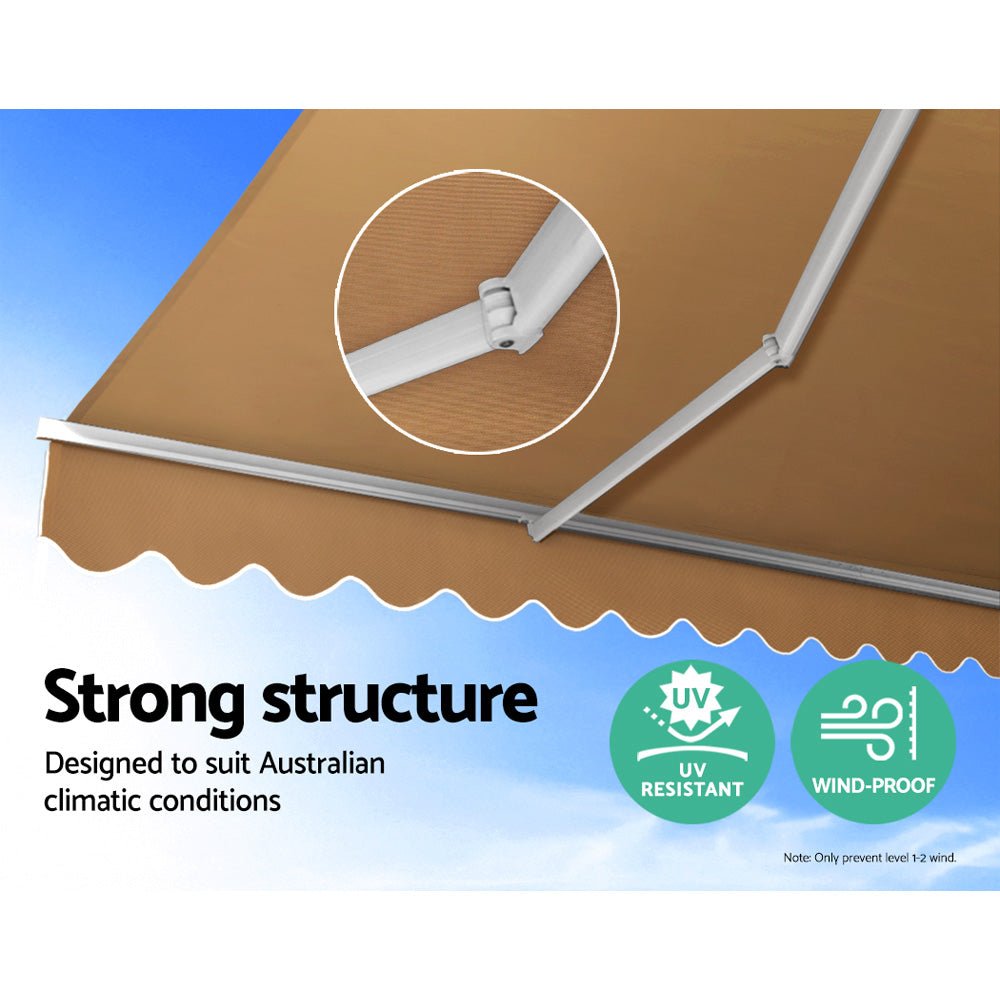 Marlook Retractable Folding Arm Awning Manual Sunshade 4Mx3M Beige