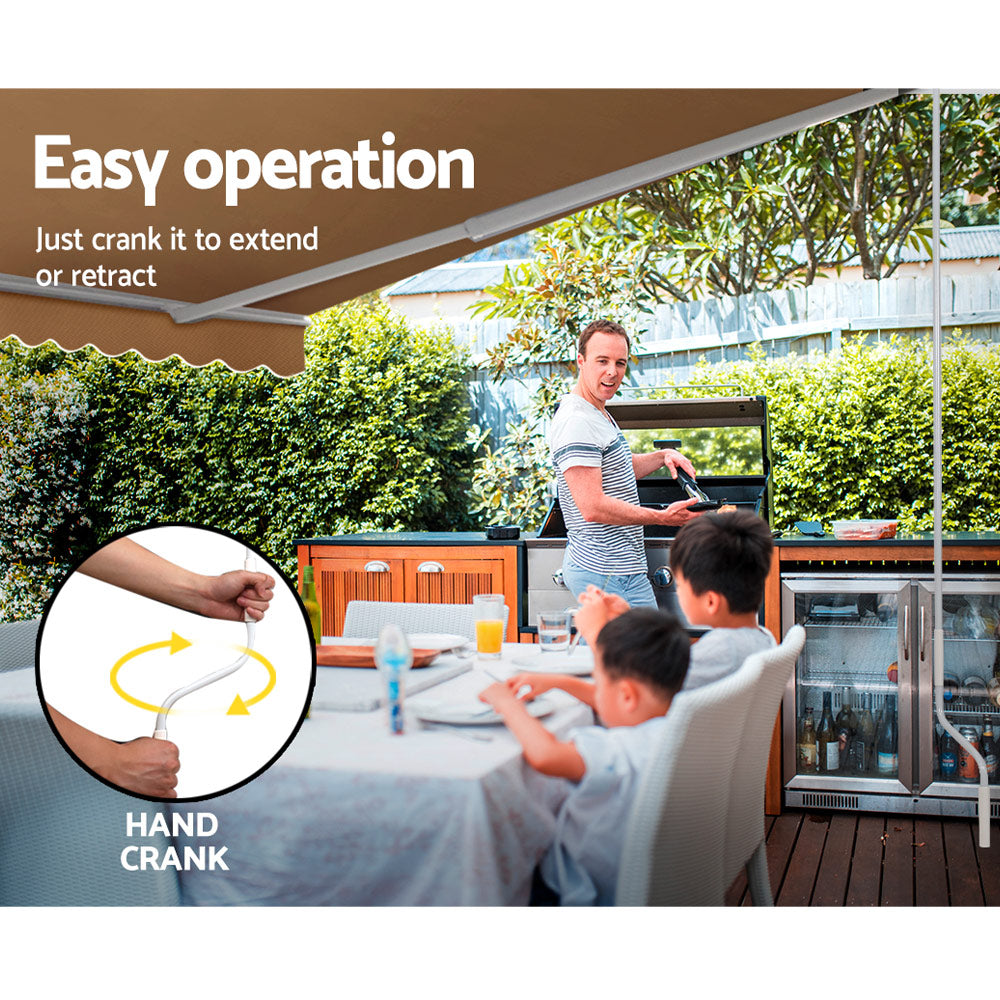 Marlook Retractable Folding Arm Awning Manual Sunshade 4Mx3M Beige