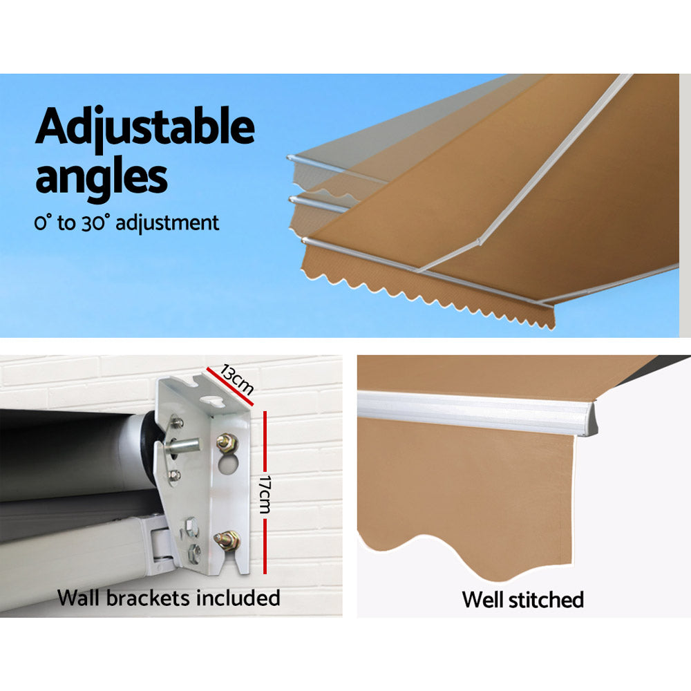 Marlook Retractable Folding Arm Awning Manual Sunshade 4Mx3M Beige