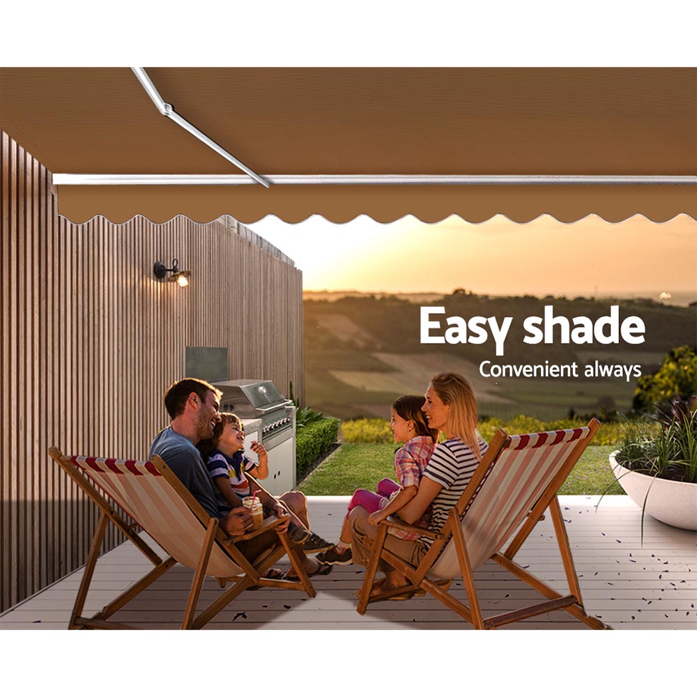 Marlook Retractable Folding Arm Awning Manual Sunshade 4Mx3M Beige