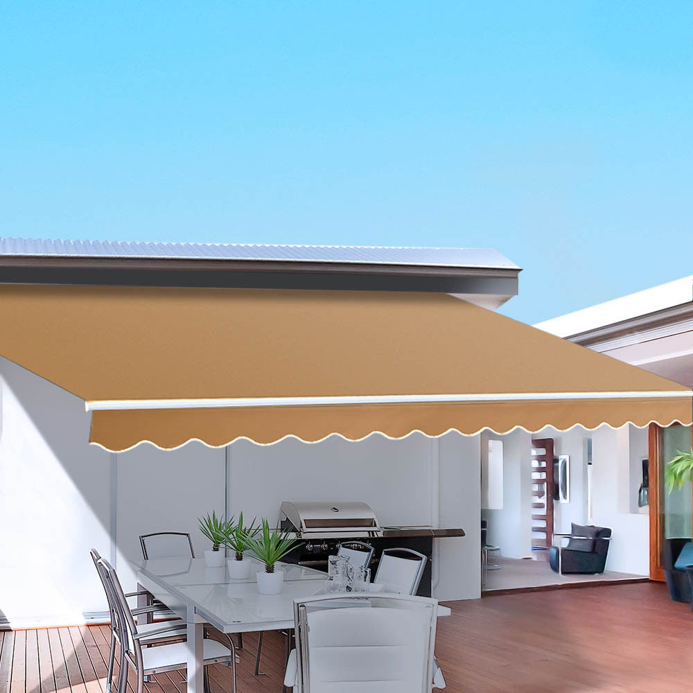 Marlook Retractable Folding Arm Awning Manual Sunshade 4Mx3M Beige