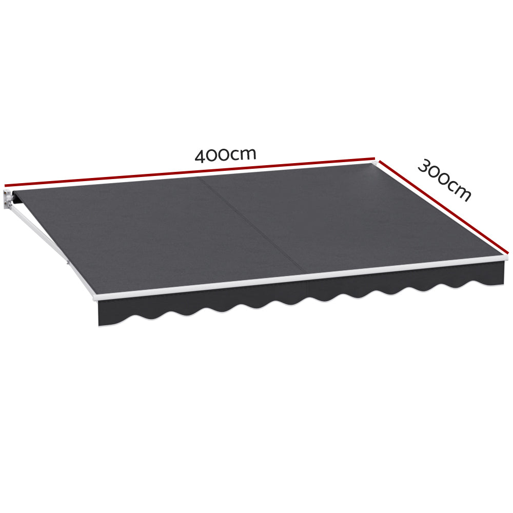 Marlook Retractable Folding Arm Awning Manual Sunshade 4Mx3M Grey