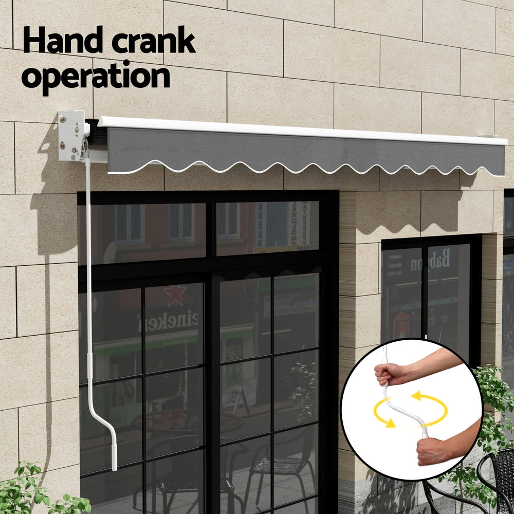 Marlook Retractable Folding Arm Awning Manual Sunshade 4Mx3M Grey