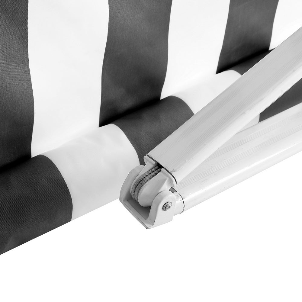 Marlook Retractable Folding Arm Awning Manual Sunshade 4Mx3M Grey White