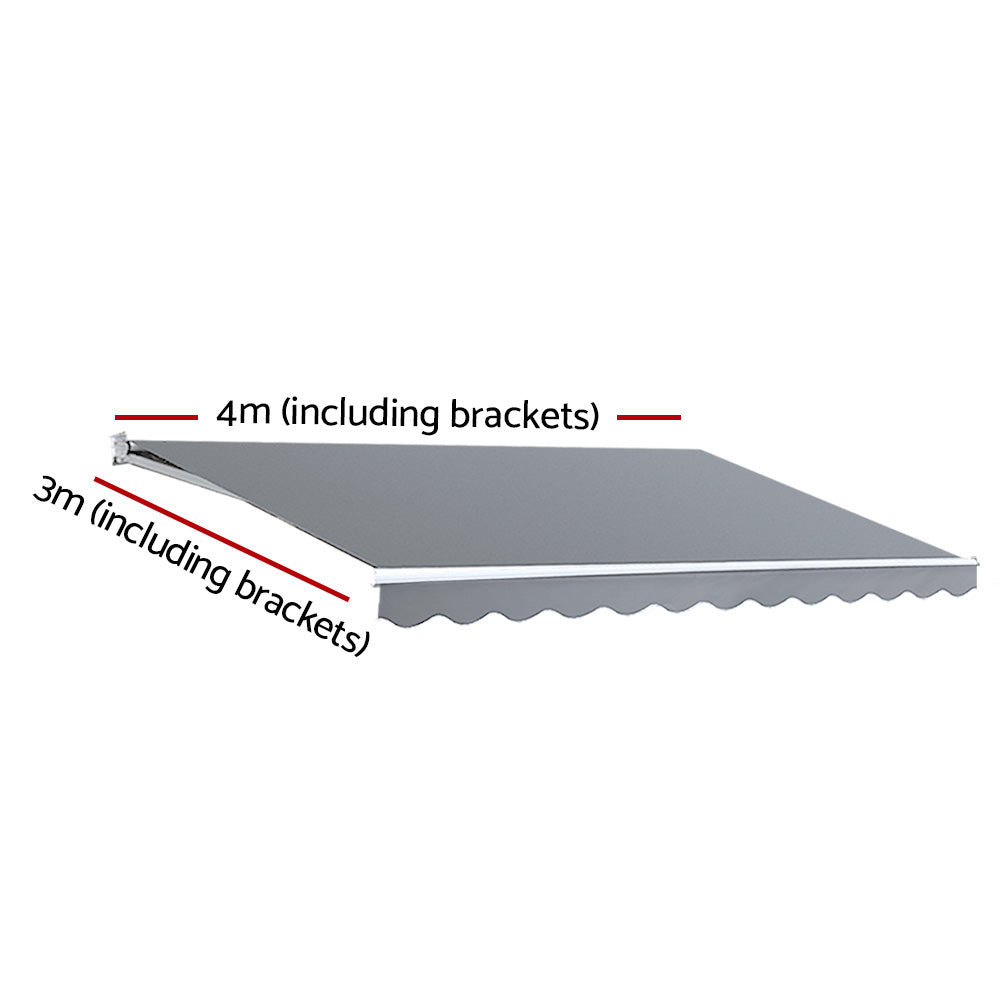 Marlook Retractable Folding Arm Awning Manual Sunshade 4Mx3M Pearl Grey