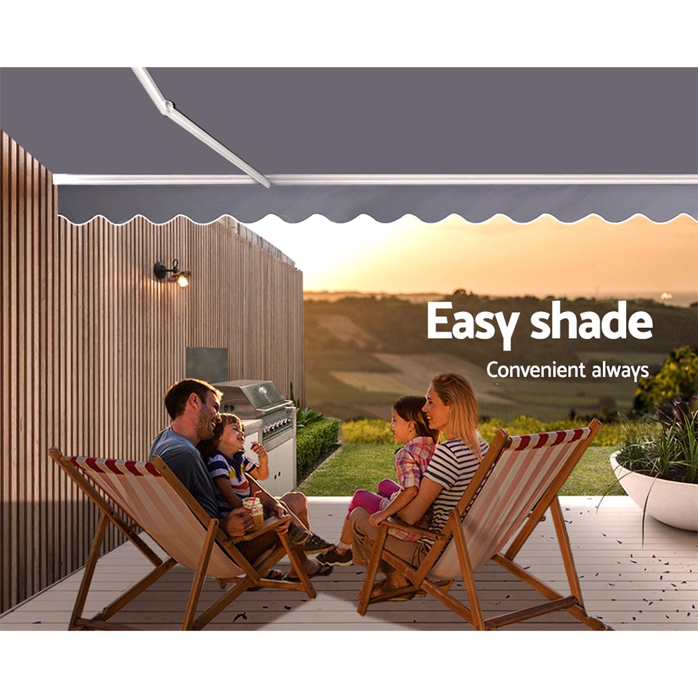 Marlook Retractable Folding Arm Awning Manual Sunshade 4Mx3M Pearl Grey