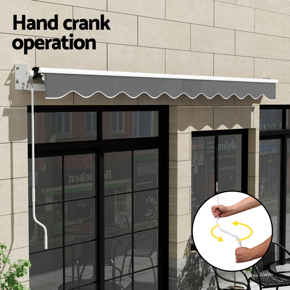 Marlook Retractable Folding Arm Awning Manual Sunshade 4.5Mx2.5M Grey