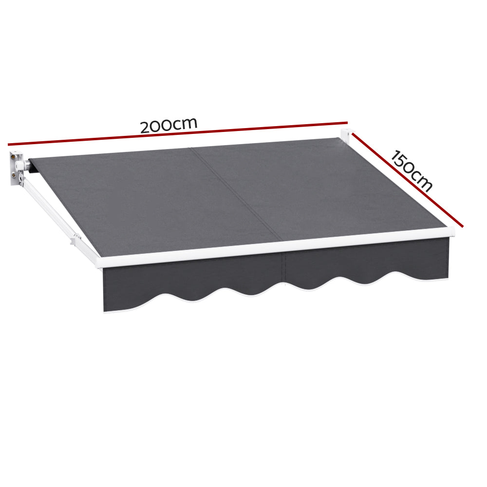 Marlook Retractable Folding Arm Awning Motorised Sunshade 2Mx1.5M Grey