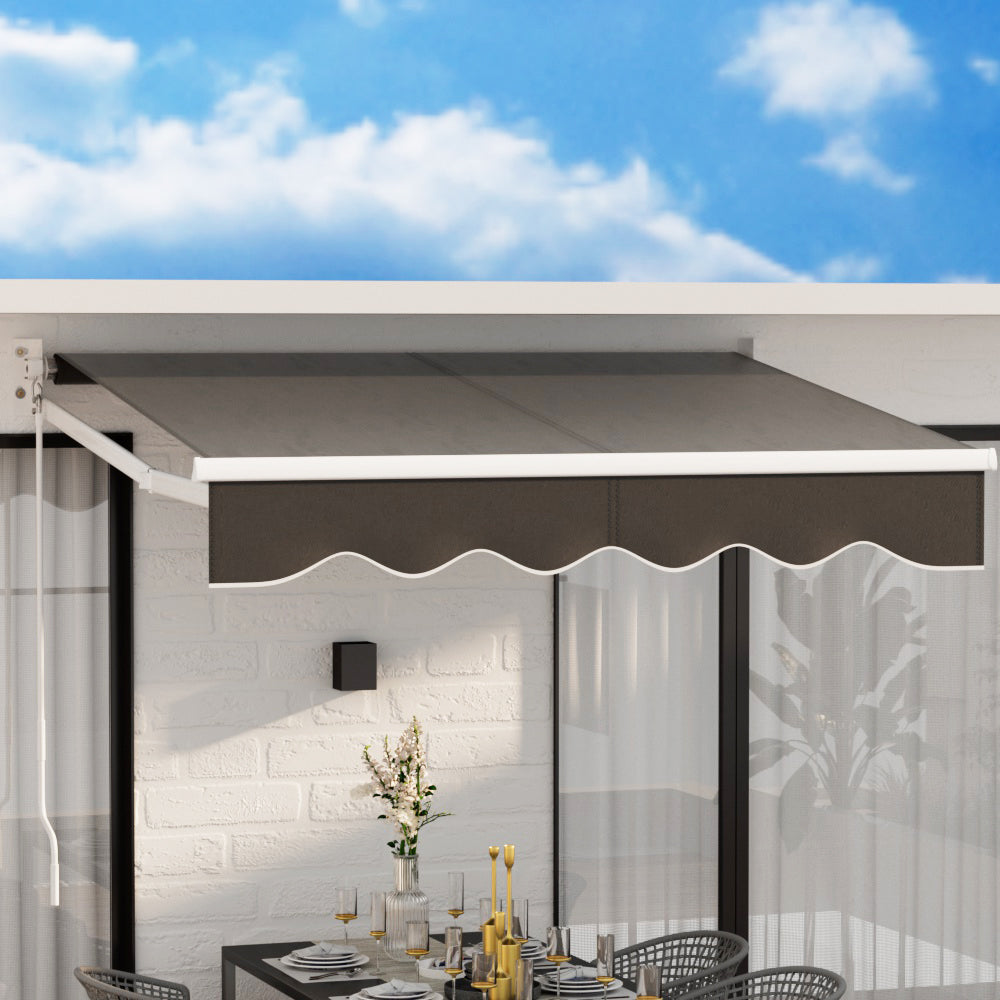Marlook Retractable Folding Arm Awning Motorised Sunshade 2Mx1.5M Grey