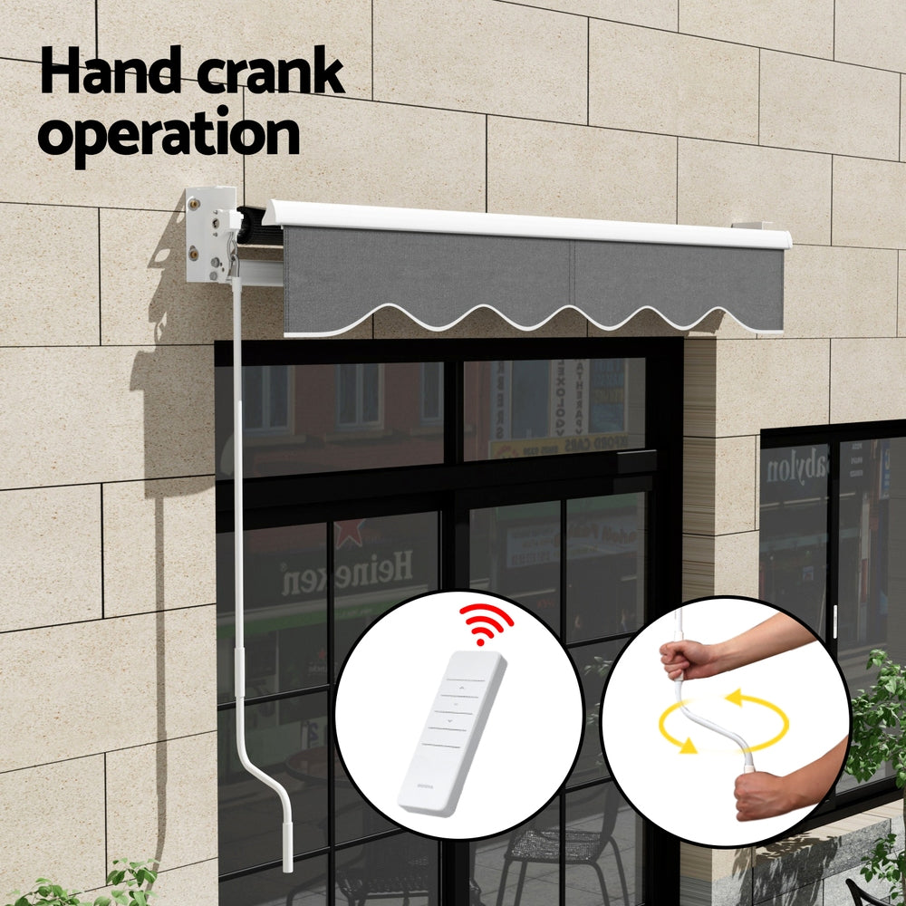 Marlook Retractable Folding Arm Awning Motorised Sunshade 2Mx1.5M Grey