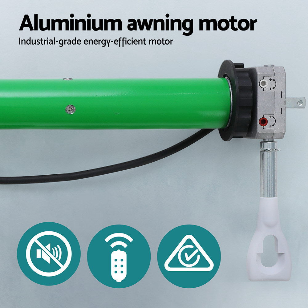 Marlook Retractable Folding Arm Awning Motorised Sunshade 3Mx2.5M Green White