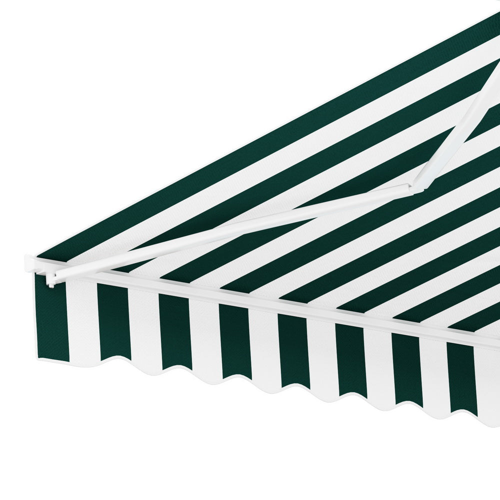 Marlook Retractable Folding Arm Awning Motorised Sunshade 3Mx2.5M Green White
