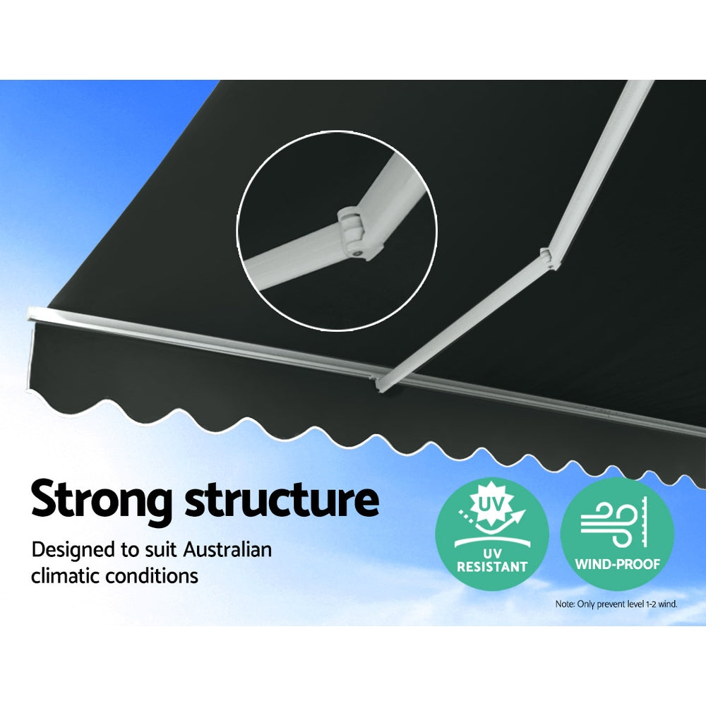 Marlook Retractable Folding Arm Awning Motorised Sunshade 3Mx2.5M Grey