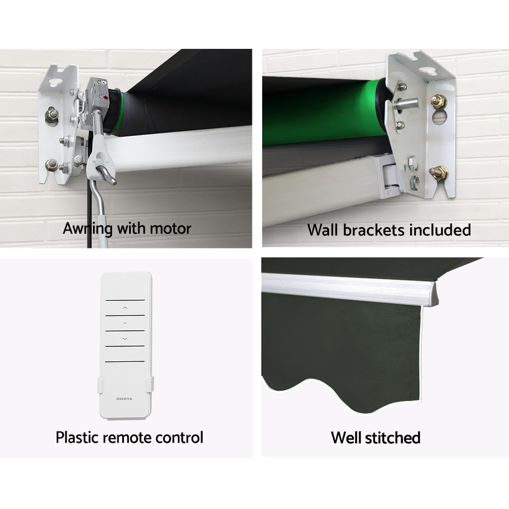 Marlook Retractable Folding Arm Awning Motorised Sunshade 3Mx2.5M Grey