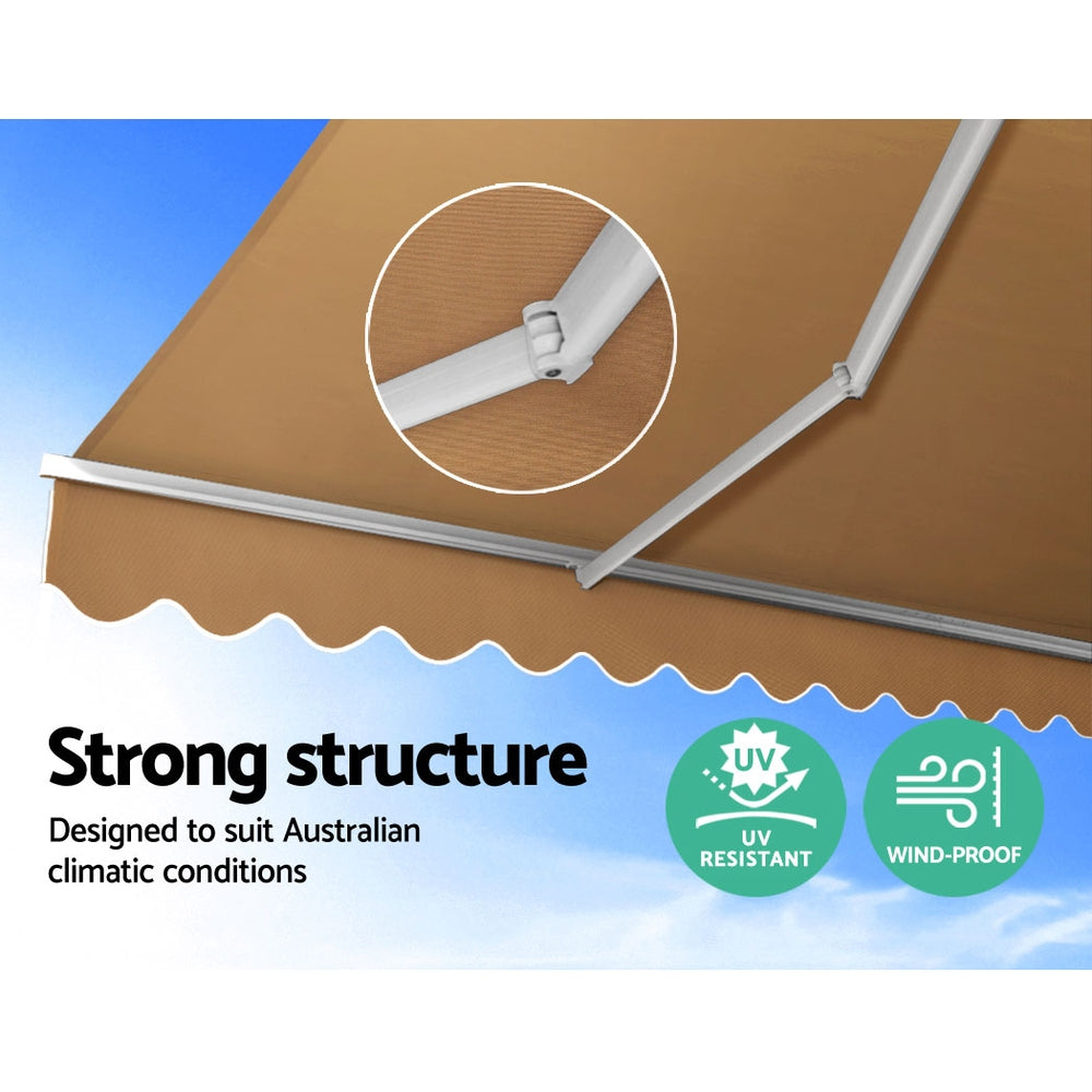 Marlook Retractable Folding Arm Awning Motorised Sunshade 4Mx2.5M Beige