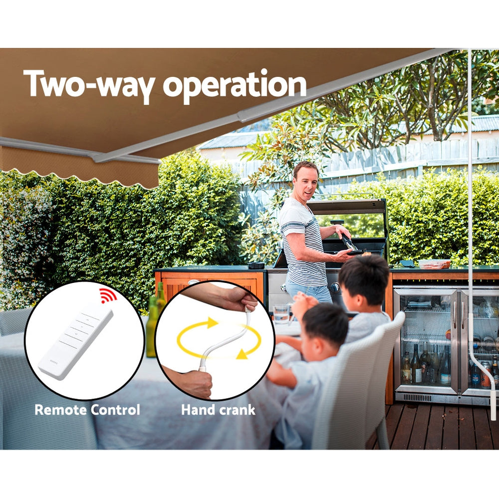 Marlook Retractable Folding Arm Awning Motorised Sunshade 4Mx2.5M Beige