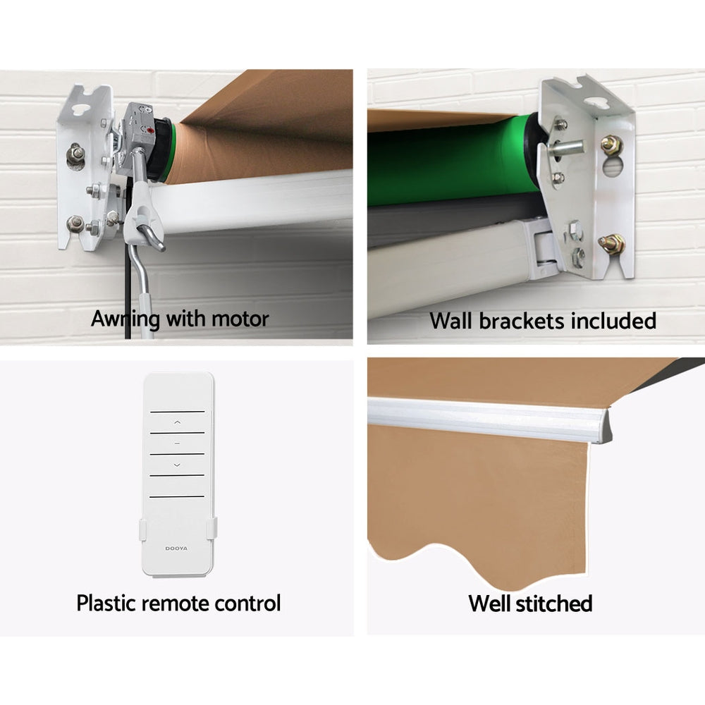 Marlook Retractable Folding Arm Awning Motorised Sunshade 4Mx2.5M Beige