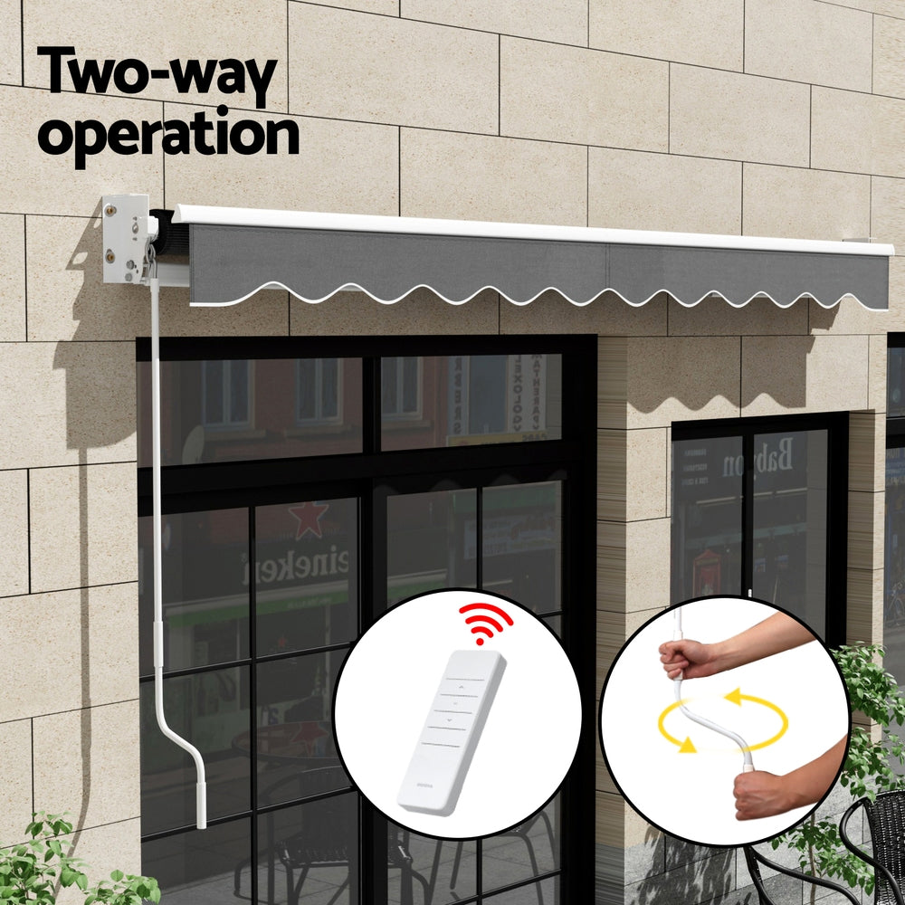 Marlook Retractable Folding Arm Awning Motorised Sunshade 4Mx2.5M Grey