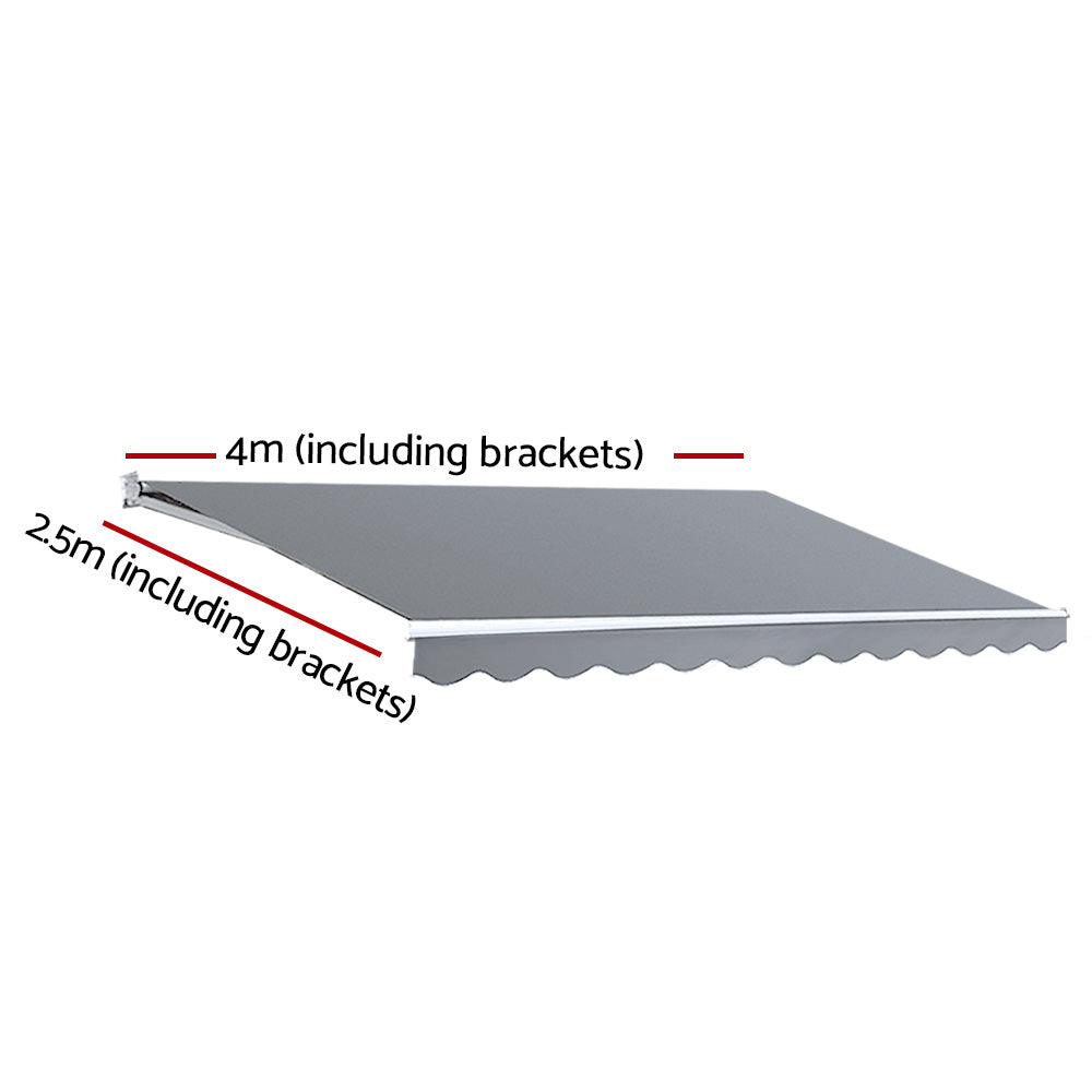 Marlook Retractable Folding Arm Awning Motorised Sunshade 4Mx2.5M Pearl Grey